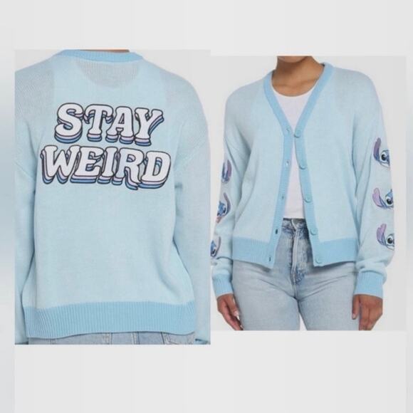 Hot Topic Disney Her Universe Stay Weird Lilo & Stitch Skimmer Slouchy Cardigan - Picture 2 of 12